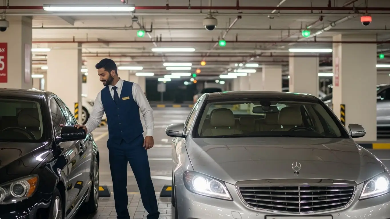 Dubai valet secure parking with male attendant